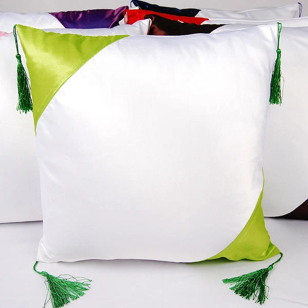 16" Sublimation Blank Pillow Case w/ Tassel Ball DIY Printed Home Sofa Bed Decor