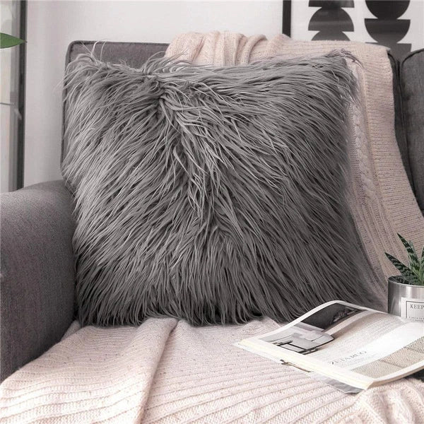 Fuzzy Throw Pillow Covers – 2-Pack Soft Bed Cushion Cases for Couch & Sofa