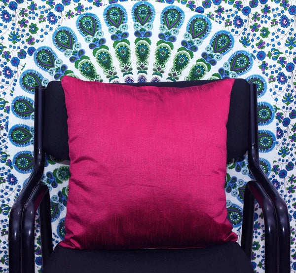 16" Square Ethnic Dupioni Silk Solid Pillow/Cushion Cover Sofa Throw Magenta