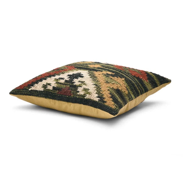 Handwoven Woll Jute Cushion Cover 18x18 Vinatge Sofa Pillow Case Kilim Chair Pad