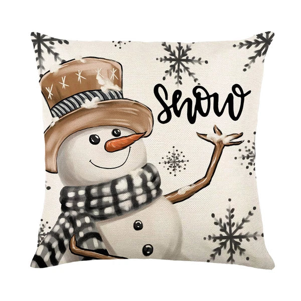 Christmas Pillowcase Linen Back Cushion Cover Festival Gift Sofa Decor Cartoon