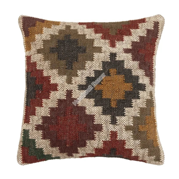Hallway Docor Sofa Sham Pillowcase Indian Kilim Cushion Cover 2 Pc Wool jute 18"