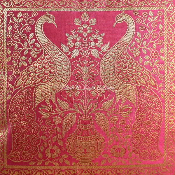 Pillow Cover Peacock Brocade Jacquard Decor Car Sofa Cushion Case 18 x 18 in