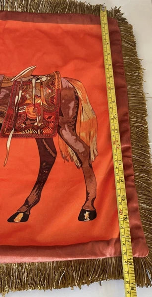 Throw Pillow Case Orange Velour Horse Sofa Decorative Cushion Cover 19x19