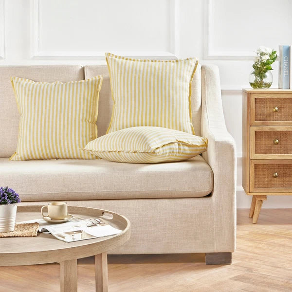 Solino Home Square Linen Pillow Cover for Cushion Couch, Sofa Bed, Santa Barbara