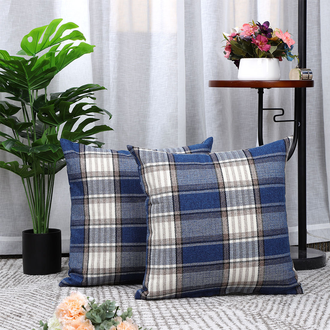 2PCS Buffalo Check Plaid Throw Pillow Case Sofa Waist Cushion Cover Home Bedding