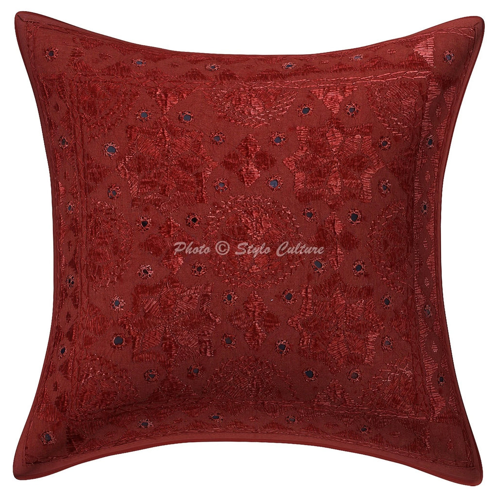 Pillow Cover Handcrafted Embroidered Decor Car Sofa Cushion Case 16 x 16 in
