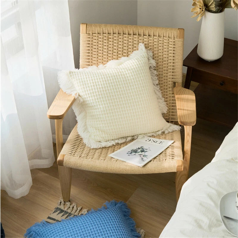 Sofa Bed Knitted Pillowcase Square Tassel Throw Waist Cushion Covers Chair Decor