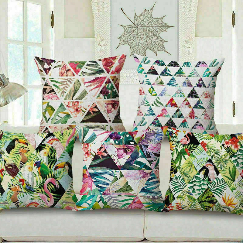 Couch pillow Cushion Tropical Triangle Decorative Throw Cover Case 18X18" Flower