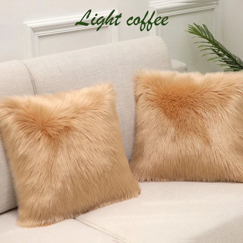 45x45cm Long Plush Fluffy Cushion Cover Home Sofa Pillow Case Pillowcase C2UK