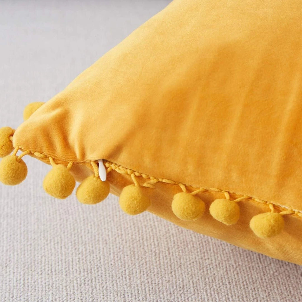 Pom Pom Velvet Cushion Covers Soft Sofa Bed Pillow Cases Home Decor 18" x 18"