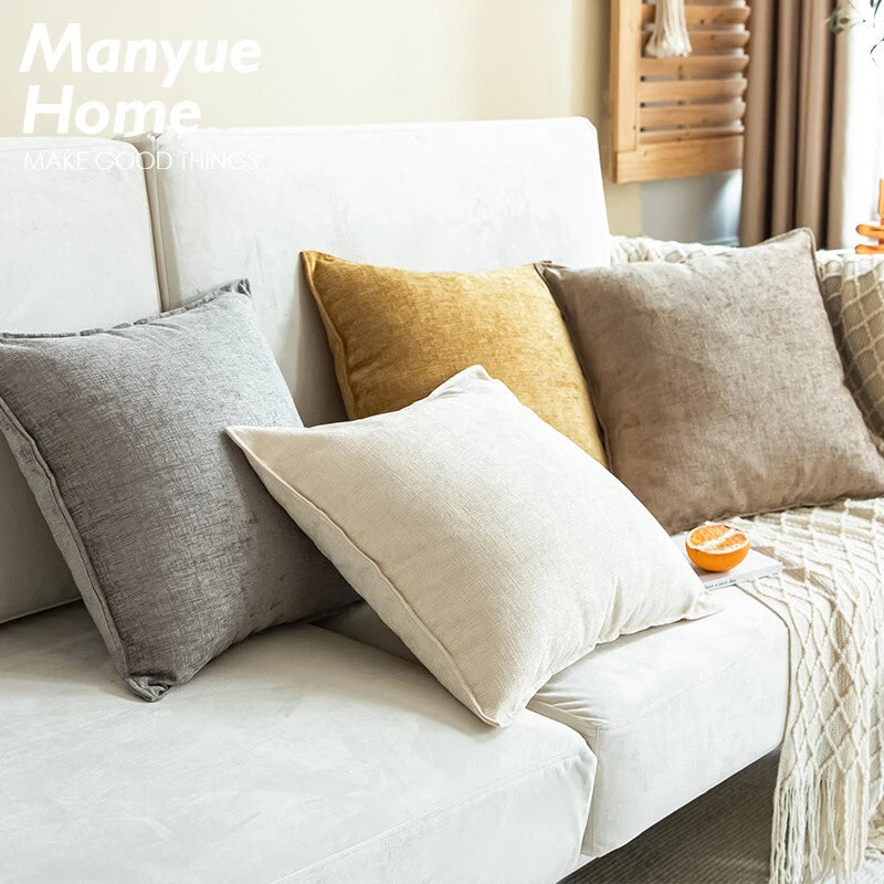 22x22in Chenille Fabric Throw Pillow Covers Sofa Bed Cushion Case Home Decor