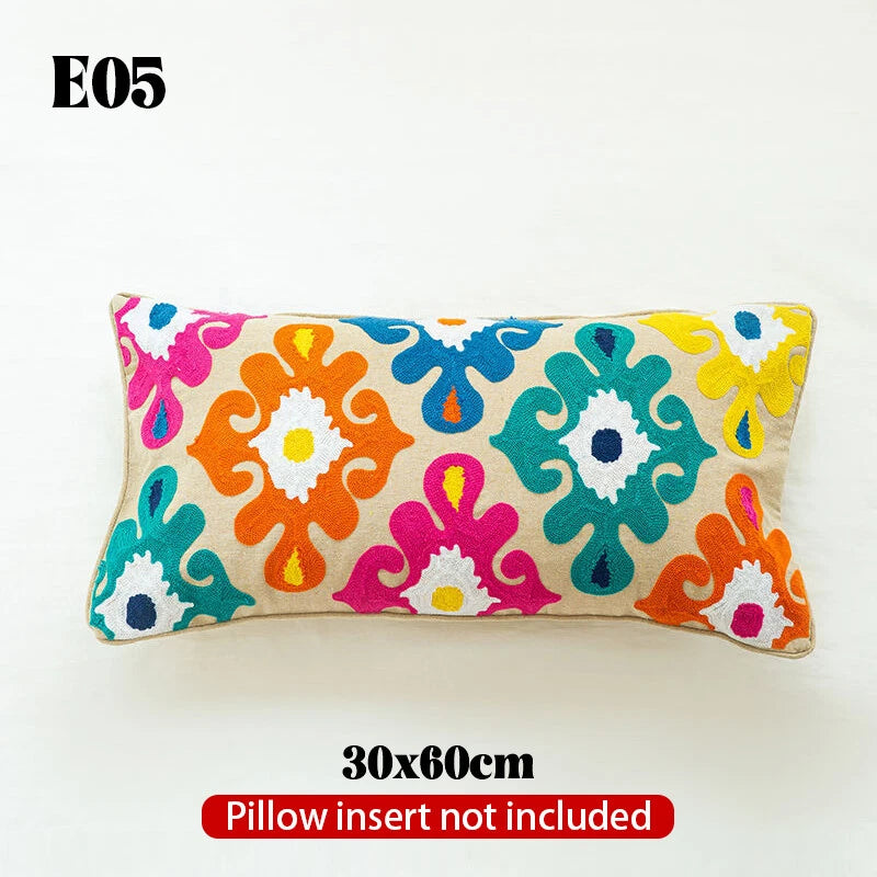 Bohemian Throw Pillowcase Cotton Embroidery Sofa Cushion Cover Decor Vintage