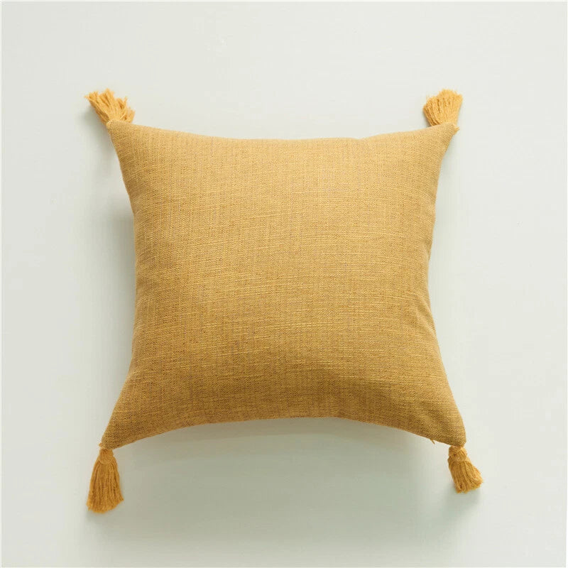 New 18" Cotton Linen With Tassels Sofa Bed Cushion Cover Pillowcase Home Decors