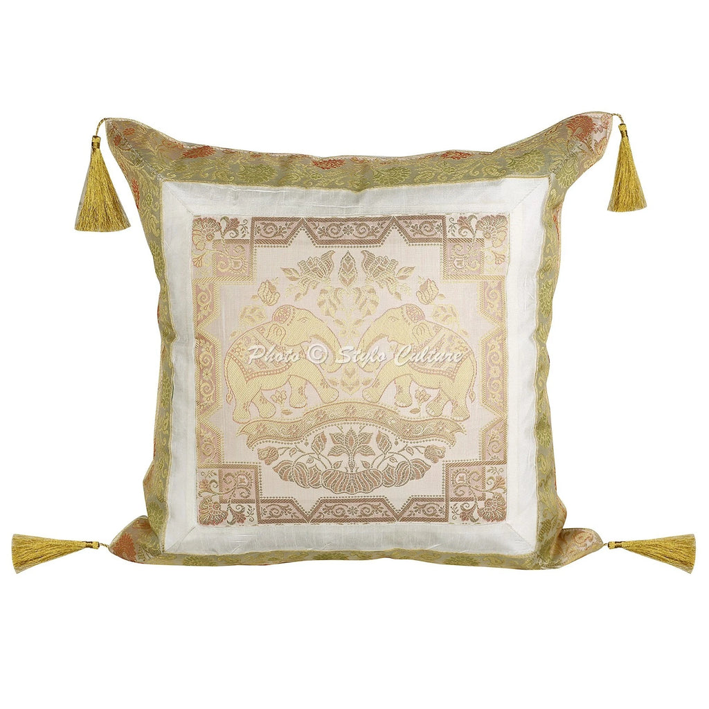 Brocade Jacquard Cushion Cover Elephant Pillow Case Hippie Gypsy Home Decor