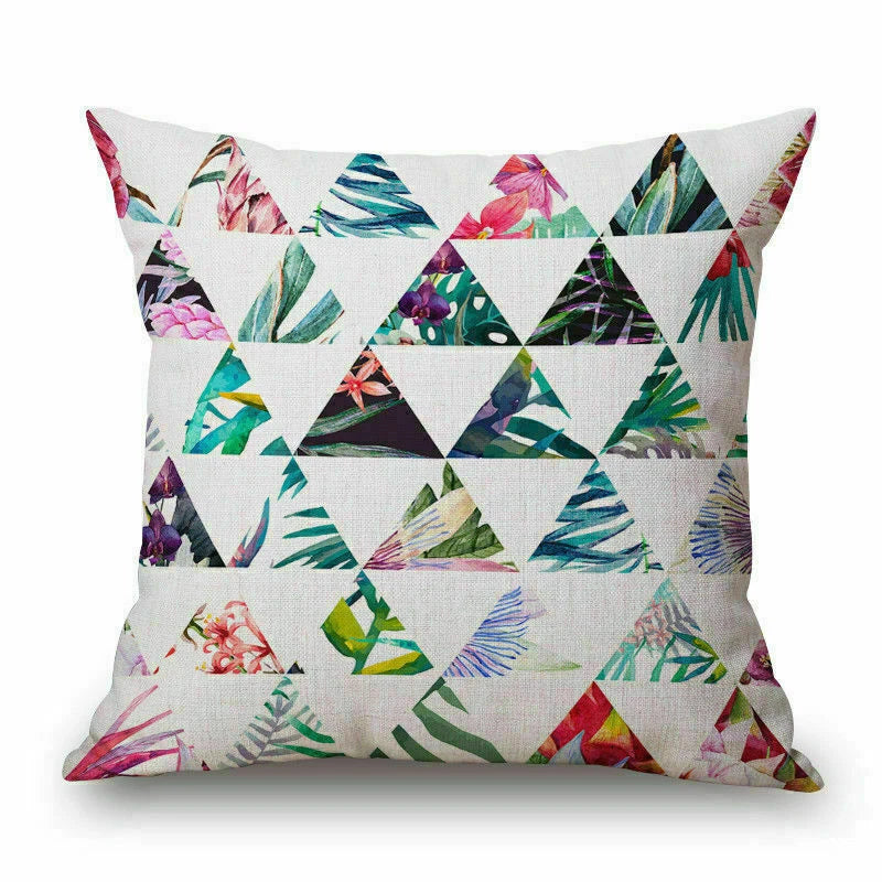 Couch pillow Cushion Tropical Triangle Decorative Throw Cover Case 18X18" Flower