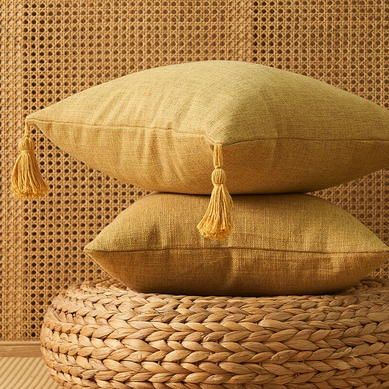 New 18" Cotton Linen With Tassels Sofa Bed Cushion Cover Pillowcase Home Decors