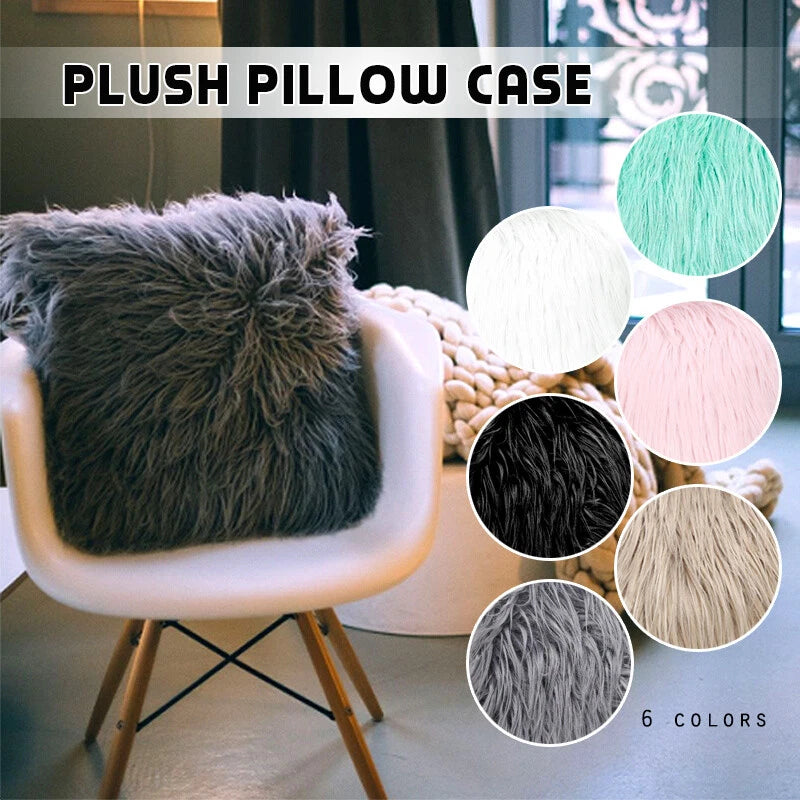 Soft  Faux Fur Fluffy Pillow Case Plush Cushion Cover Throw Sofa Bed Home Decor