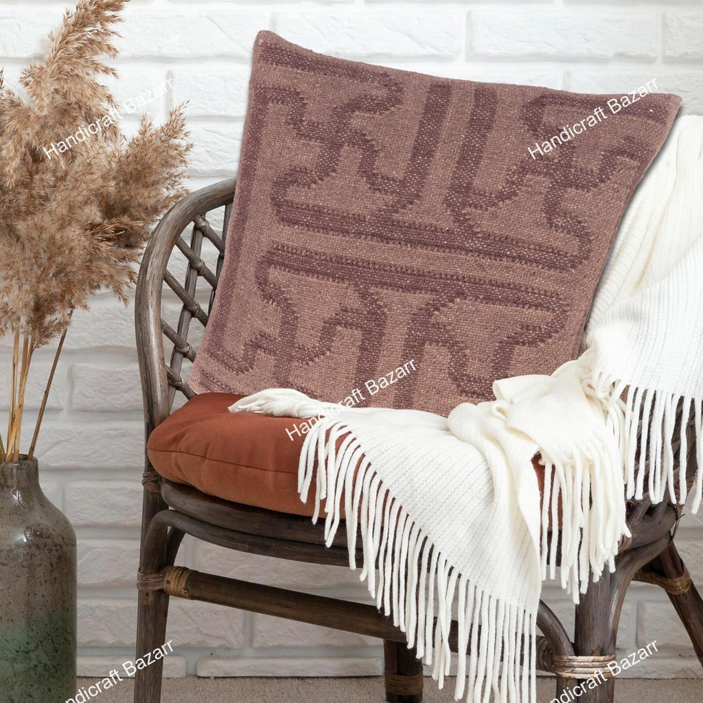 Indian Jute Cushion cover 18x18 inch Vinatge Handwoven Pillow Sham For Sofa chai