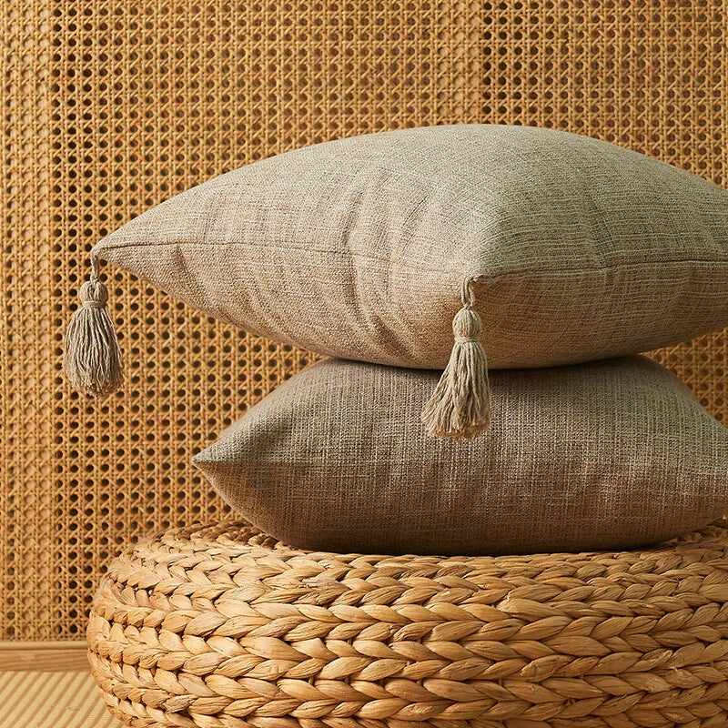 New 18" Cotton Linen With Tassels Sofa Bed Cushion Cover Pillowcase Home Decors
