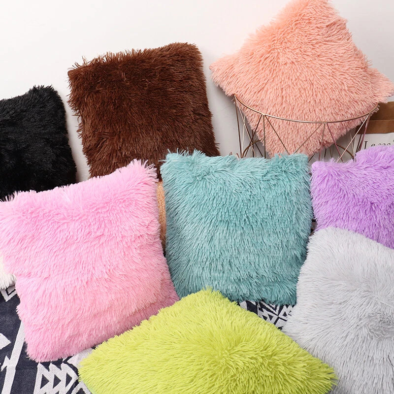 40CM x 40CM Fluffy Faux Soft Plush Pillow Case Cover Cushion Home Bed Sofa Decor