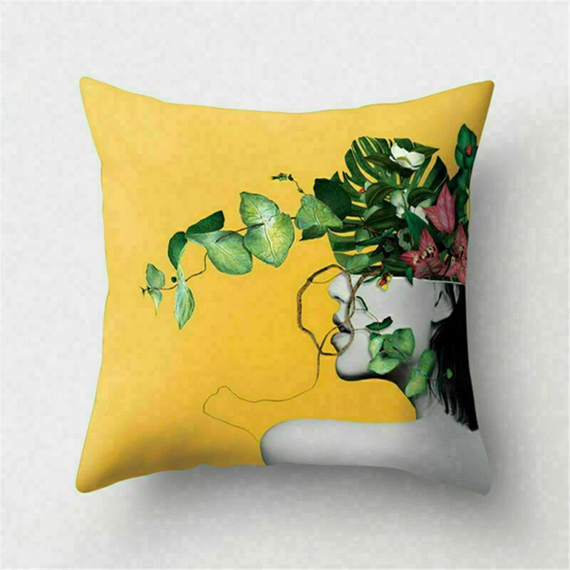 Yellow Pillow Case Sofa Car Cover Cushion Decor Waist Throw Home