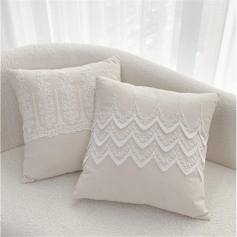 18 x 18 in Embrodiery Lace Throw Pillow Covers Case Sofa Bed Cushion Cover Decor