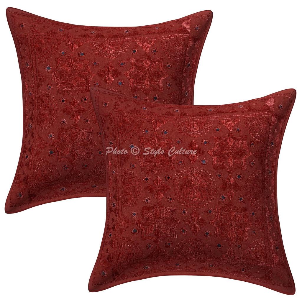 Pillow Cover Handcrafted Embroidered Decor Car Sofa Cushion Case 16 x 16 in
