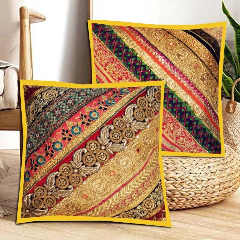 16"-2 Handmade Patchwork Ethnic Sofa Pillow Cushion Cover Living Room / Bedroom