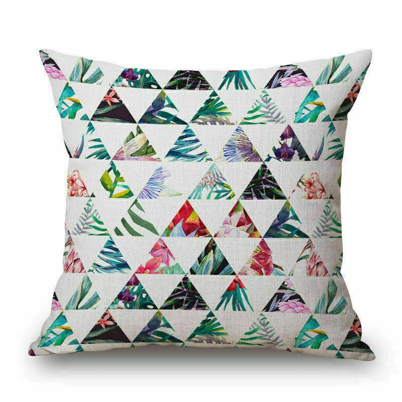 Couch pillow Cushion Tropical Triangle Decorative Throw Cover Case 18X18" Flower