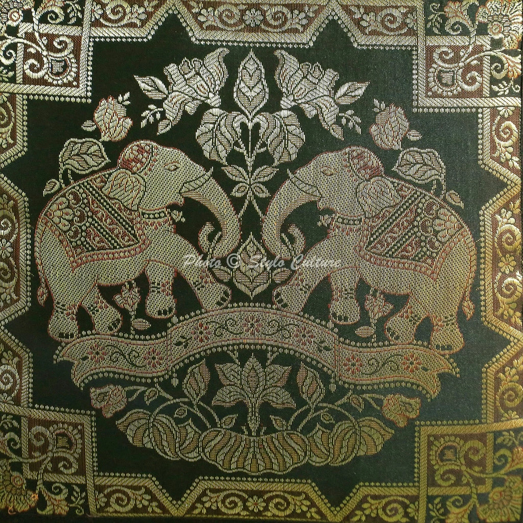 Home Decor 18 x 18 in Cushion Cover Brocade Jacquard Elephant Pillow Case