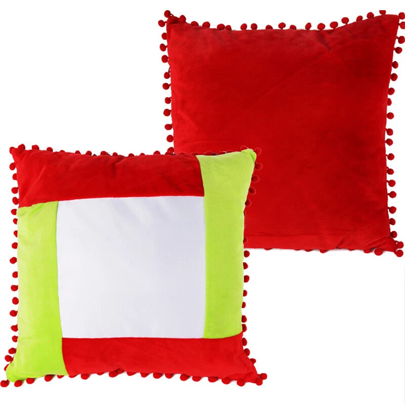 10pcs Sublimation Blank Pillowcase Multicolor Plush Sofa Cushion Cover with Ball