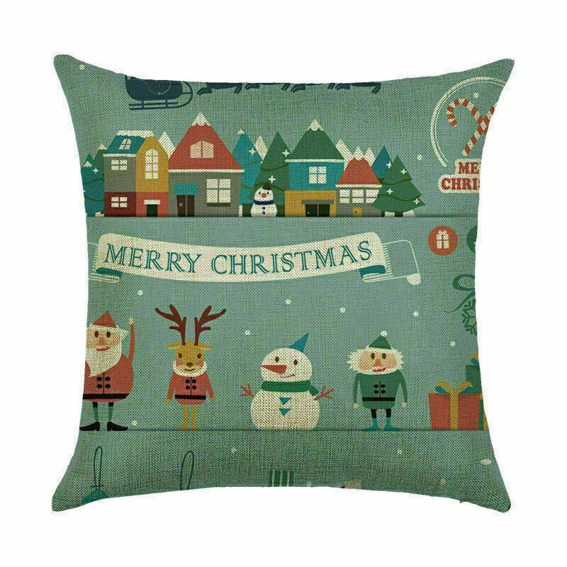 Pillow Christmas Case Sofa Car Throw Home Cover Cushion Decor Santa