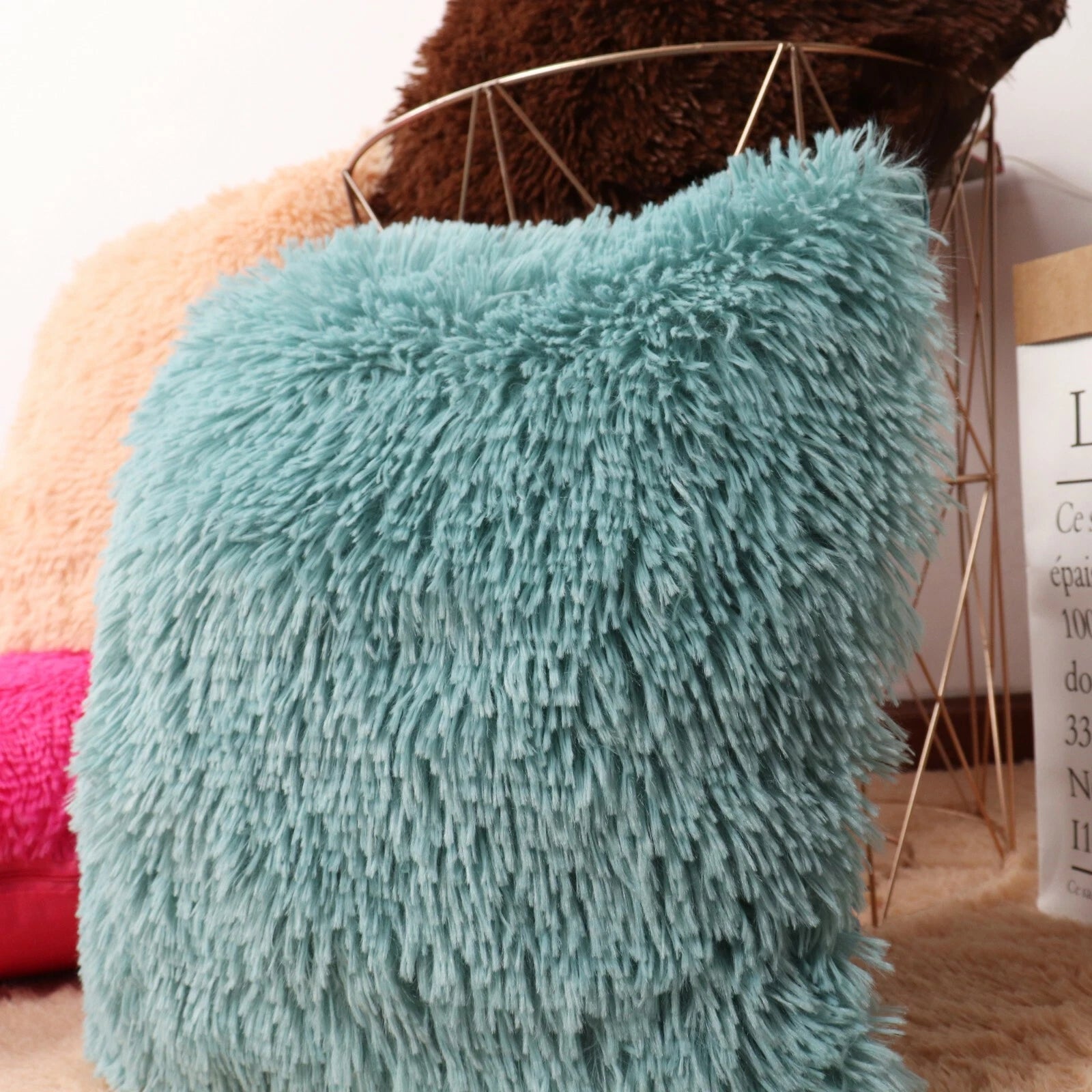 40CM x 40CM Fluffy Faux Soft Plush Pillow Case Cover Cushion Home Bed Sofa Decor