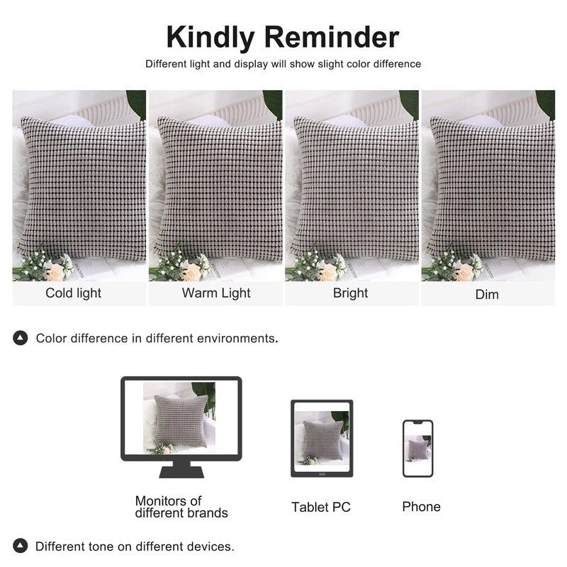 Textured Solid Decorative Throw Pillow Cover Polyester Cushion Case Sofa Bed New