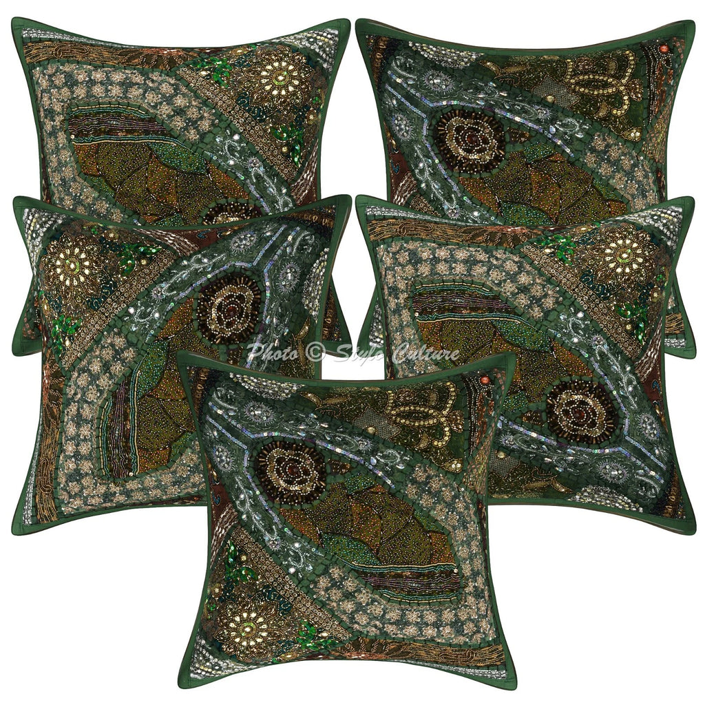 Ethnic Cushion Cover Boho Ethnic Beaded 16 x 16 in Hippie Sofa Car Pillow Case