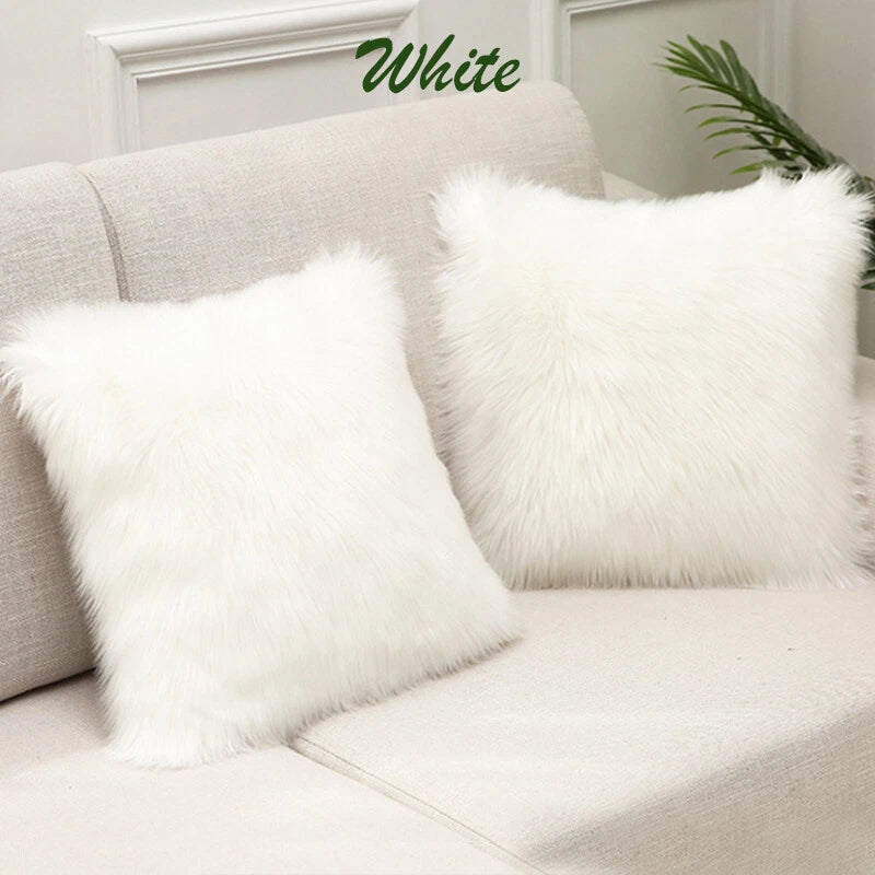 45x45cm Long Plush Fluffy Cushion Cover Home Sofa Pillow Case Pillowcase C2UK
