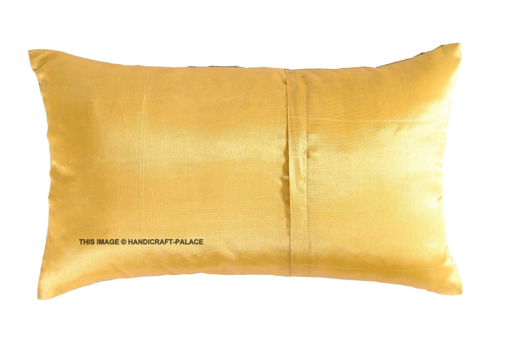 Indian Home Decor Bedding & Sofa Pillow Case Brocade Silk Cushion Cover 12"x20"