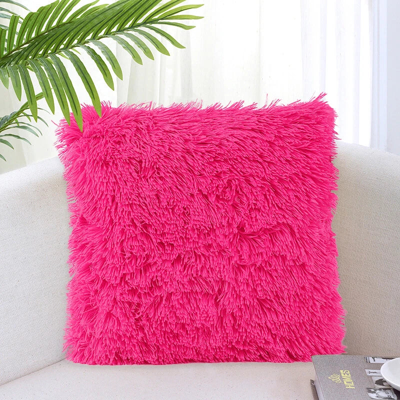 40CM x 40CM Fluffy Faux Soft Plush Pillow Case Cover Cushion Home Bed Sofa Decor