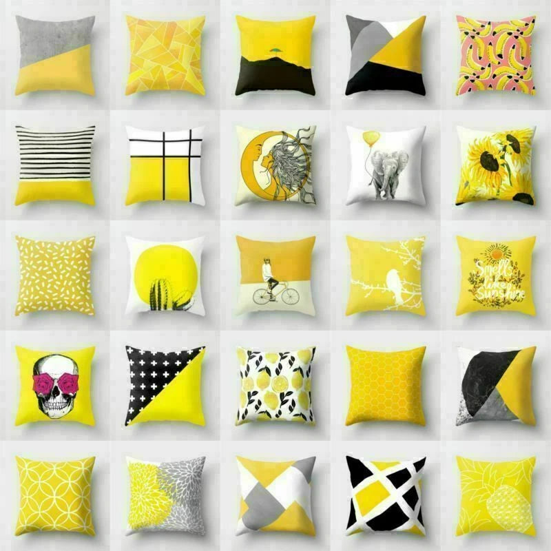 Yellow Pillow Case Sofa Car Cover Cushion Decor Waist Throw Home