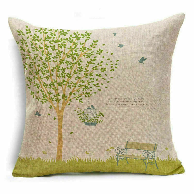 Throw Pillow Fashion Flower Tree  Case Sofa Home Cover Cushion Decor