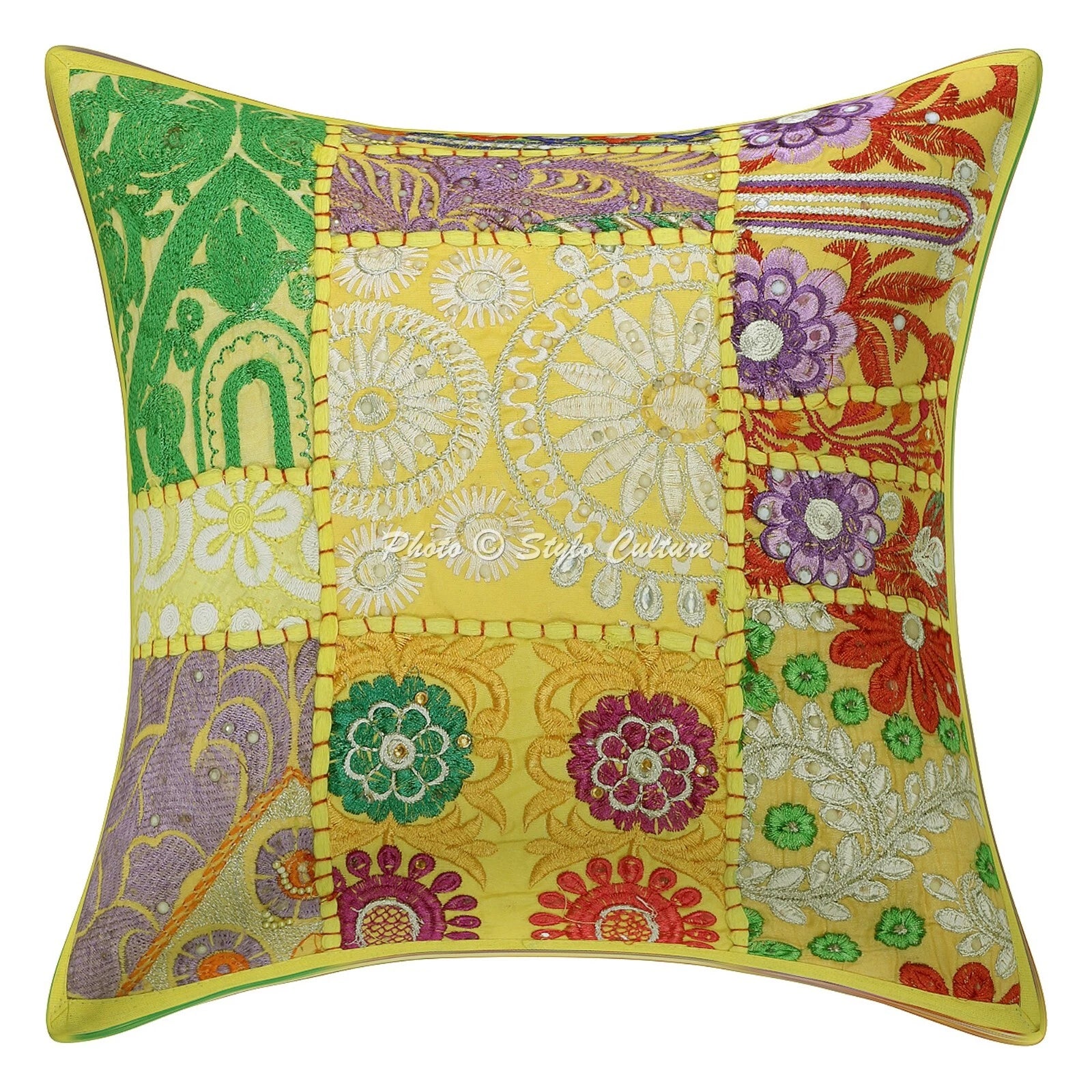 Cushion Cover Traditional Art Yoga Home Decor Sofa Pillow Cover Case 12 x 12 in