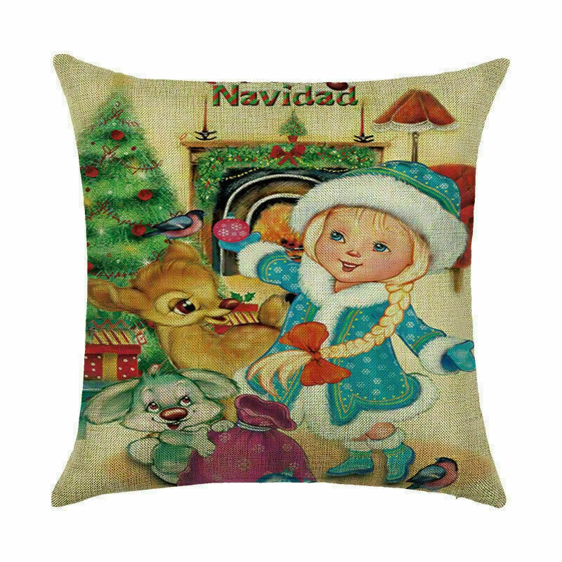 Pillow Christmas Case Sofa Car Throw Home Cover Cushion Decor Santa