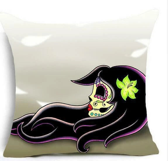 Plant Rocking Punk Skull Pillows Cover Home Sofa Decorative Pillows Cushion 18"