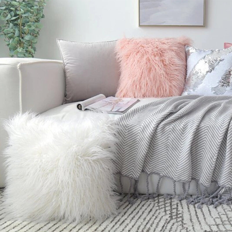 Soft  Faux Fur Fluffy Pillow Case Plush Cushion Cover Throw Sofa Bed Home Decor
