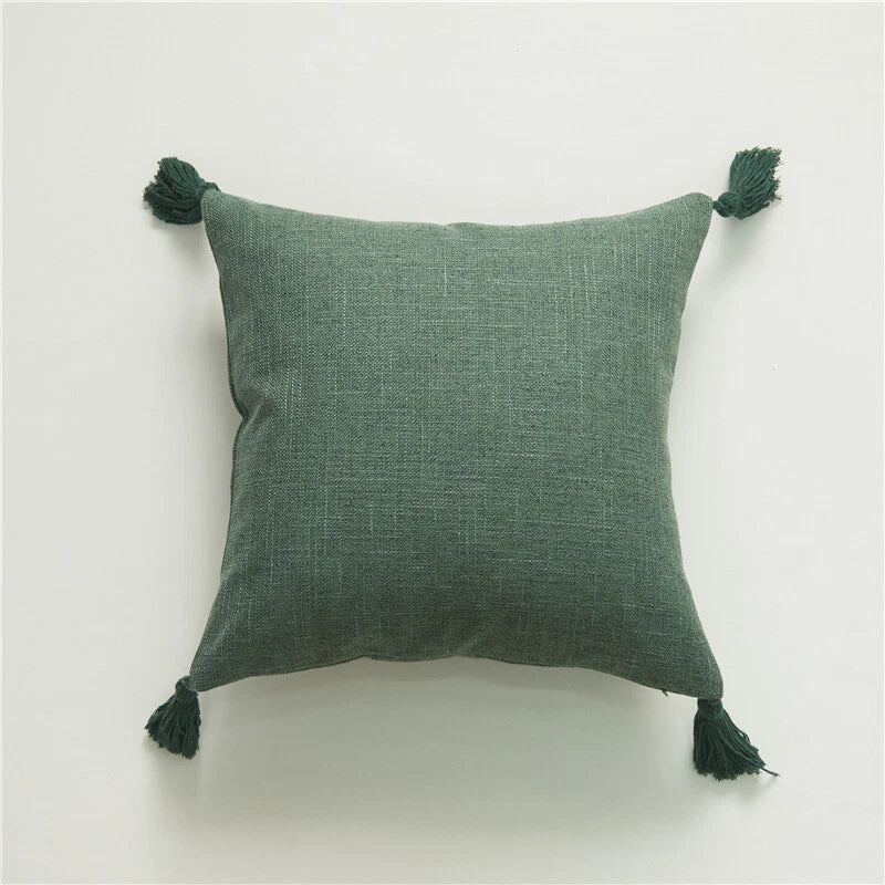 New 18" Cotton Linen With Tassels Sofa Bed Cushion Cover Pillowcase Home Decors