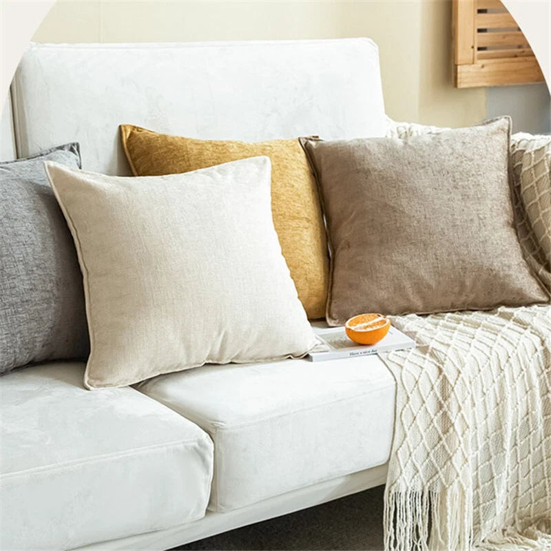 22x22in Chenille Fabric Throw Pillow Covers Sofa Bed Cushion Case Home Decor
