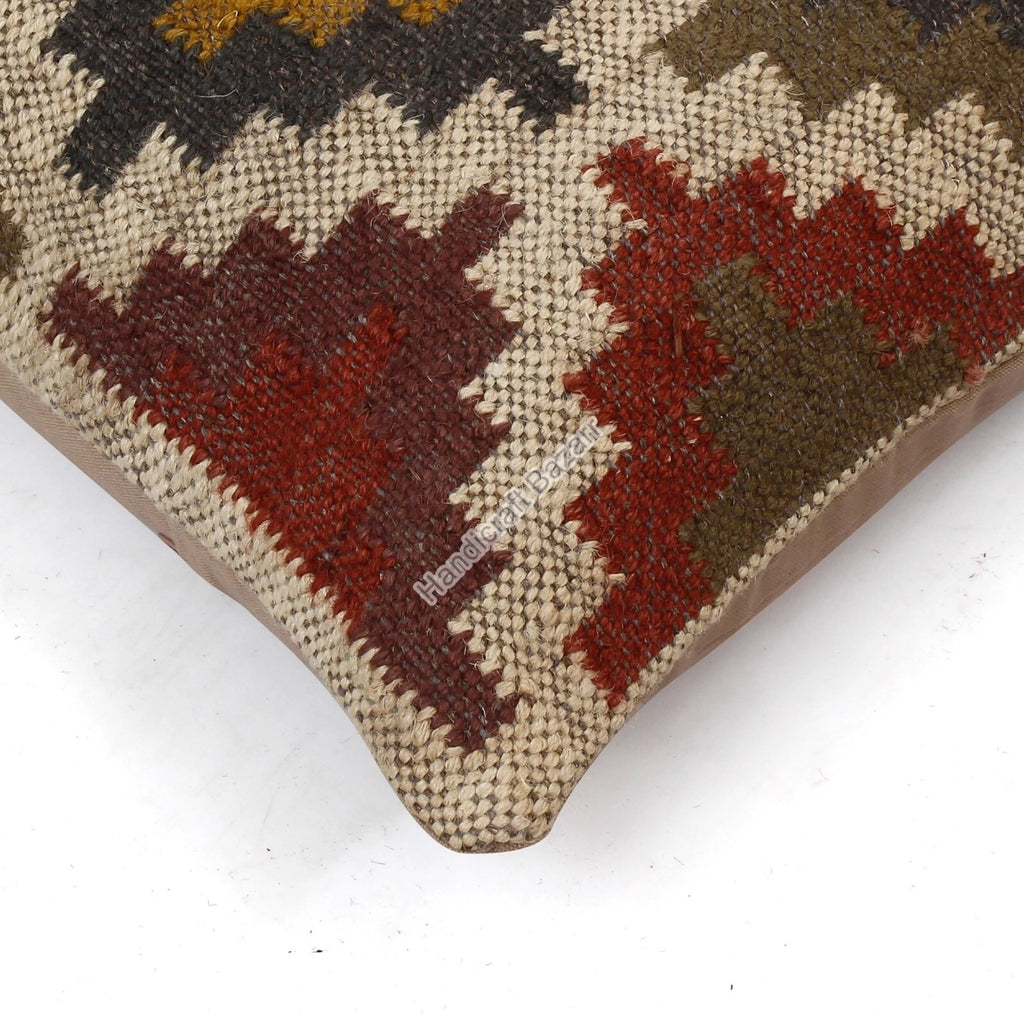 Hallway Docor Sofa Sham Pillowcase Indian Kilim Cushion Cover 2 Pc Wool jute 18"