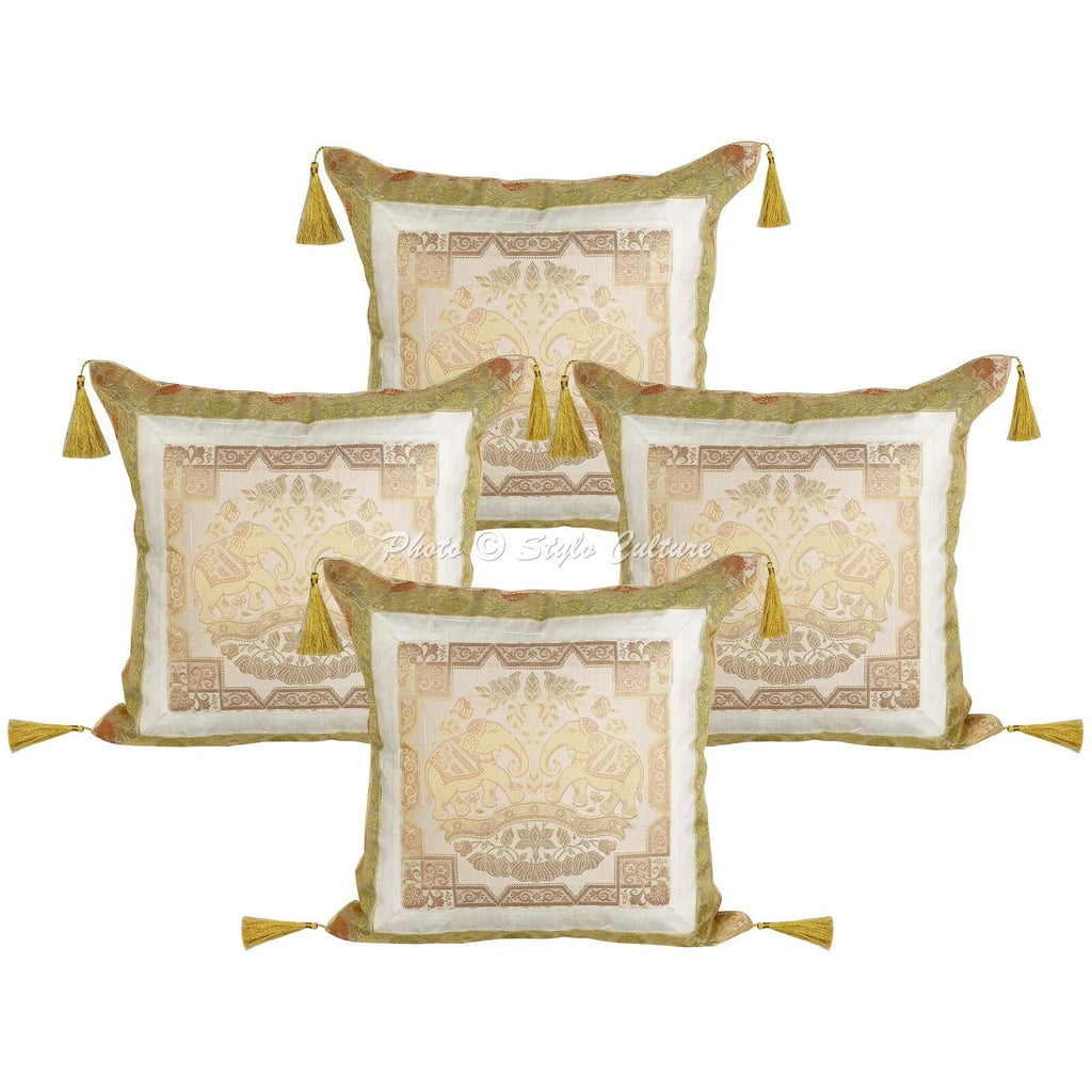 Brocade Jacquard Cushion Cover Elephant Pillow Case Hippie Gypsy Home Decor