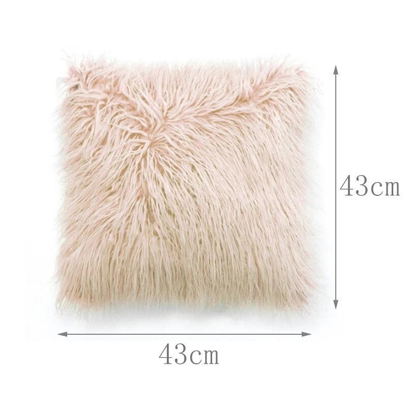 45x45cm Long Plush Fluffy Cushion Cover Home Sofa Pillow Case Pillowcase C2UK